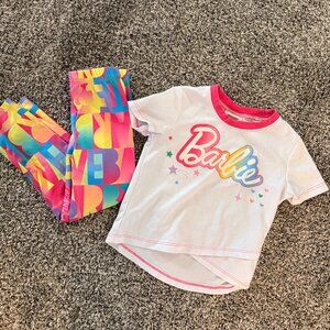 💖✨White Barbie Tshirt and Barbie Rainbow Pants Set✨💖